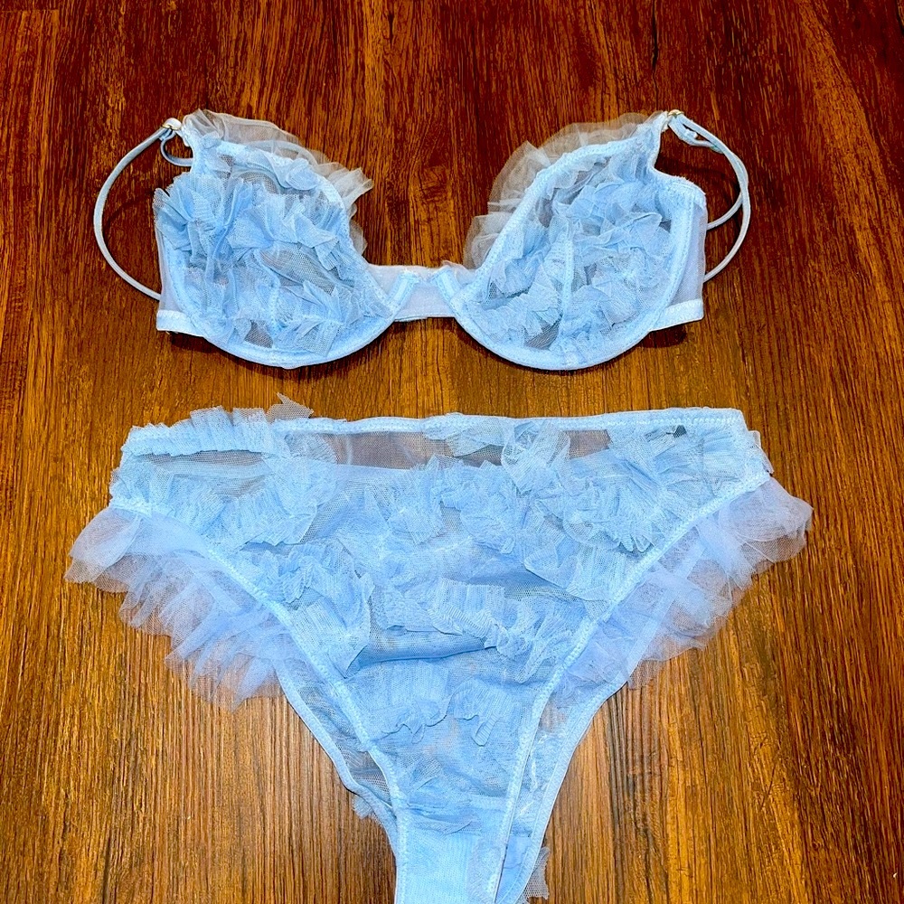 ASOS LUXE Tulle Ruffle Lace 2pc Set